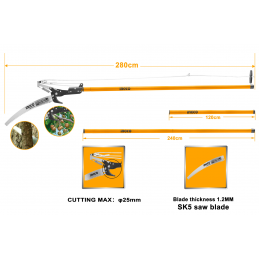 Tijera INGCO Corta Ramas con Mango Extensible 2.4m - Herramienta de Jardinería Eficiente
