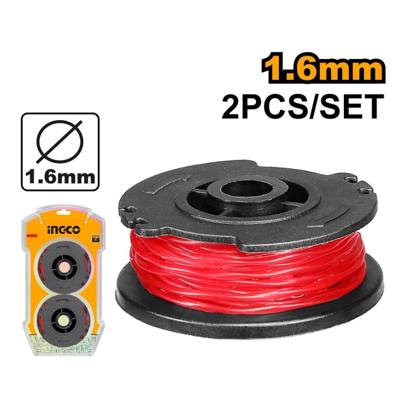 Nylon para Orilladora INGCO 1.6 mm x 5 m – Pack 2 Carretes (ALS1601) | Alta Resistencia Nylon para Orilladora INGCO 1.6 mm x 5 m – Pack 2 Carretes (ALS1601) | Alta Resistencia
