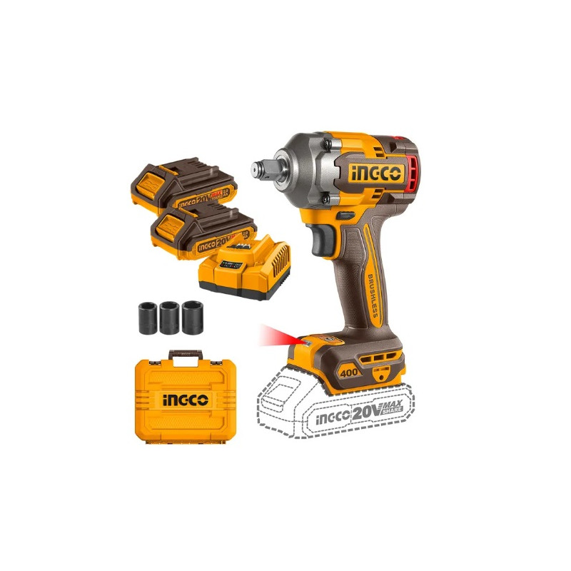 Pistola de Impacto 1/2" 400Nm 20V + 2 Baterías y Cargador | INGCO CIWLI2040