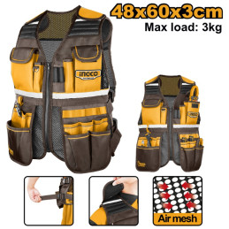 Chaleco Porta Herramientas INGCO HTVT09028 | 17 Bolsillos Ajustable y Resistente